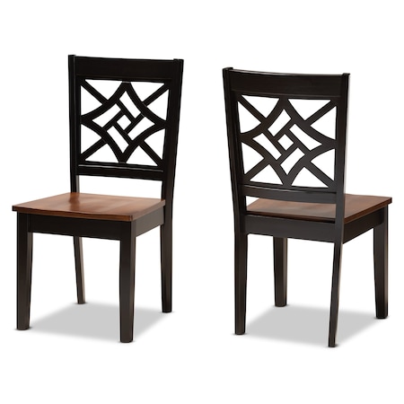 Baxton Studio Nicolette Modern Two-Tone Dark Brown and Walnut Brown Finished Wood 2-PC Dining Chair Set 179-11389-Zoro